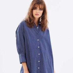 Faithfull Hudson Stripe Shirt Dress, Navy Blue